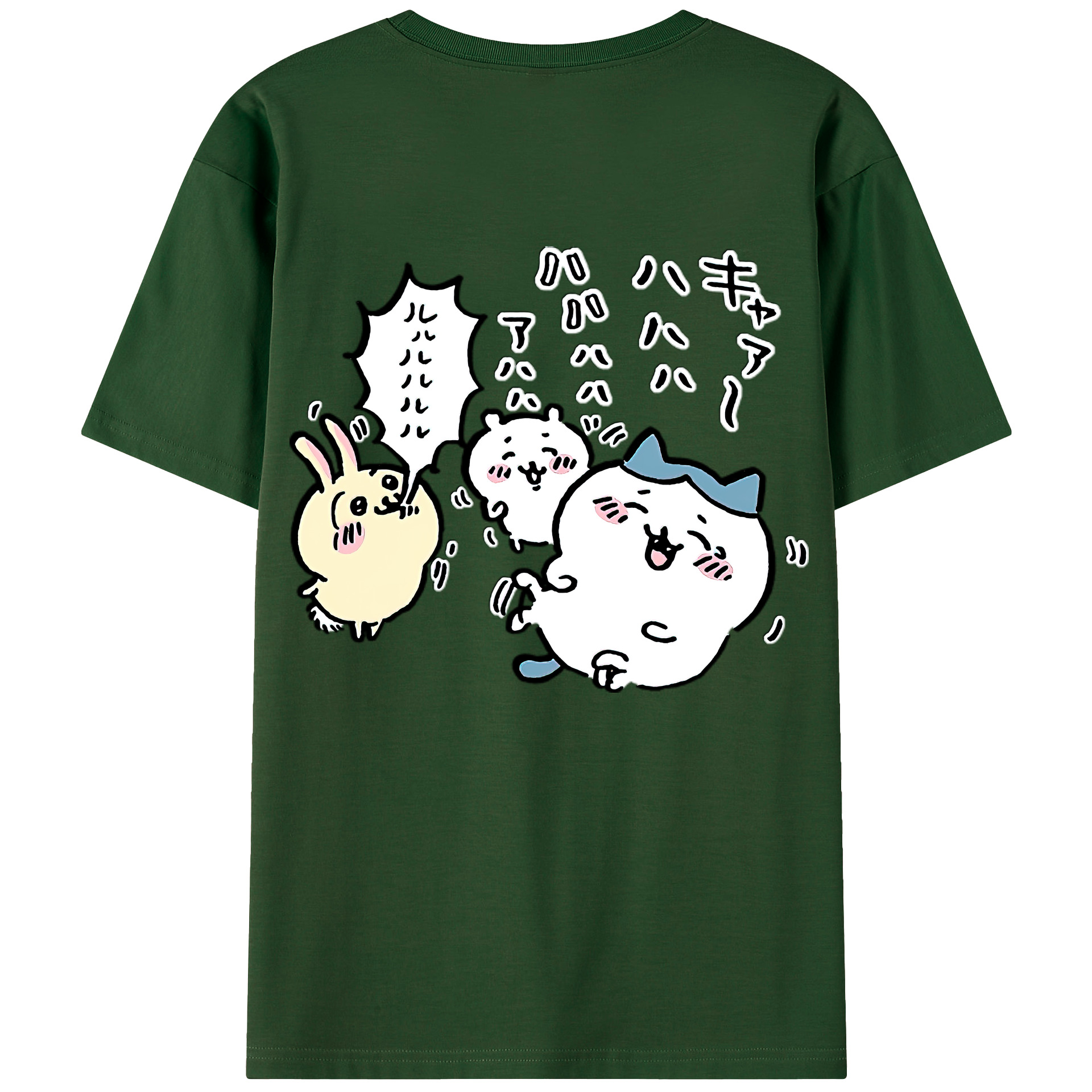 （画像用） ちいかわ うさぎ Chii-kawa usagi 綿100％半袖Tシャツ（背面プリント）